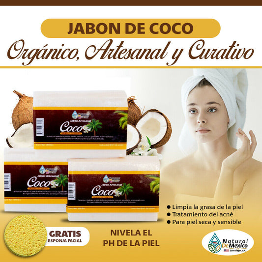 Coconut Jabon de Barra Coco Bar Soap 3 Pack